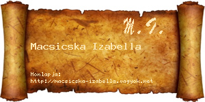 Macsicska Izabella névjegykártya